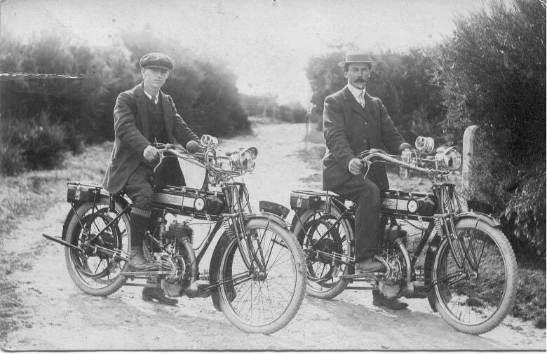 Eric Knight and Frank Russell on their Humber Motorcycles