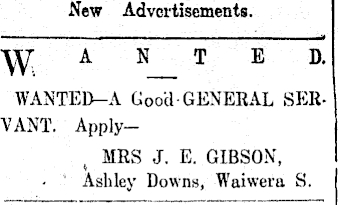 Servant Wanted, Ashley Downs 1904