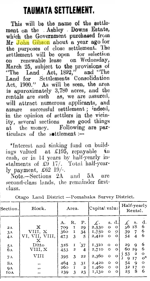 Taumata Settlement, 1908