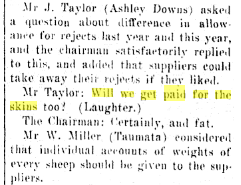 South Otago Freezing Co Joke, 1915
