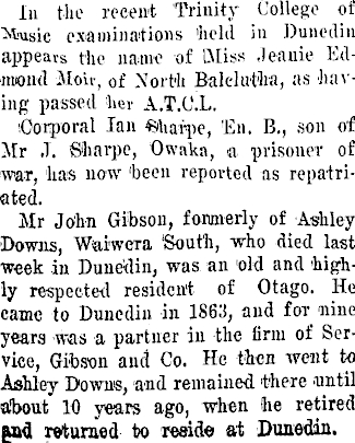 John Gibson Death Notice