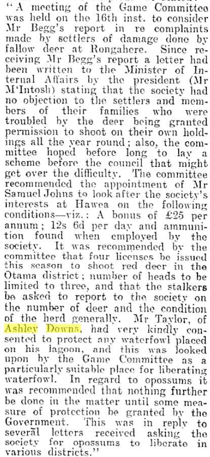 Acclimatisation Society, Ashley Downs 1913