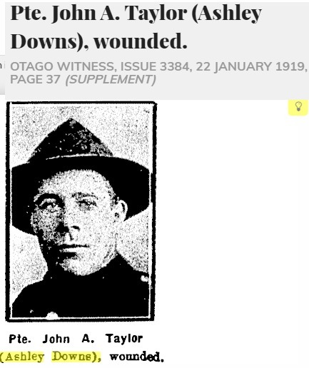 John A Taylor Wounded WW1