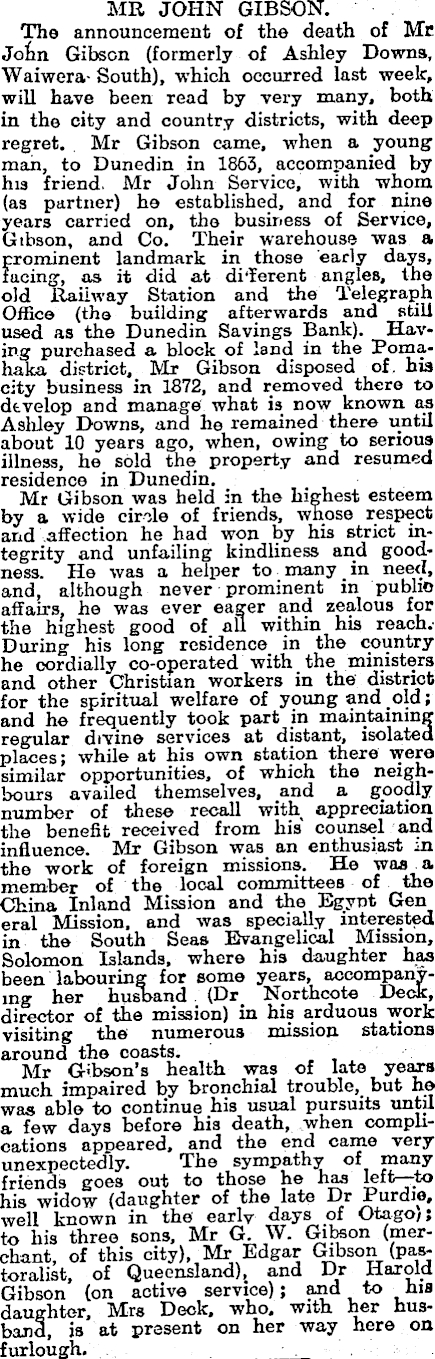 John Gibson Obituary