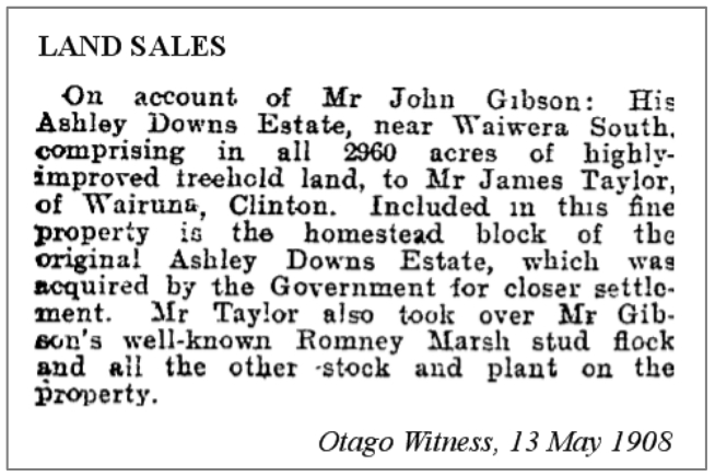 Land Sales, Ashley Downs, 1908