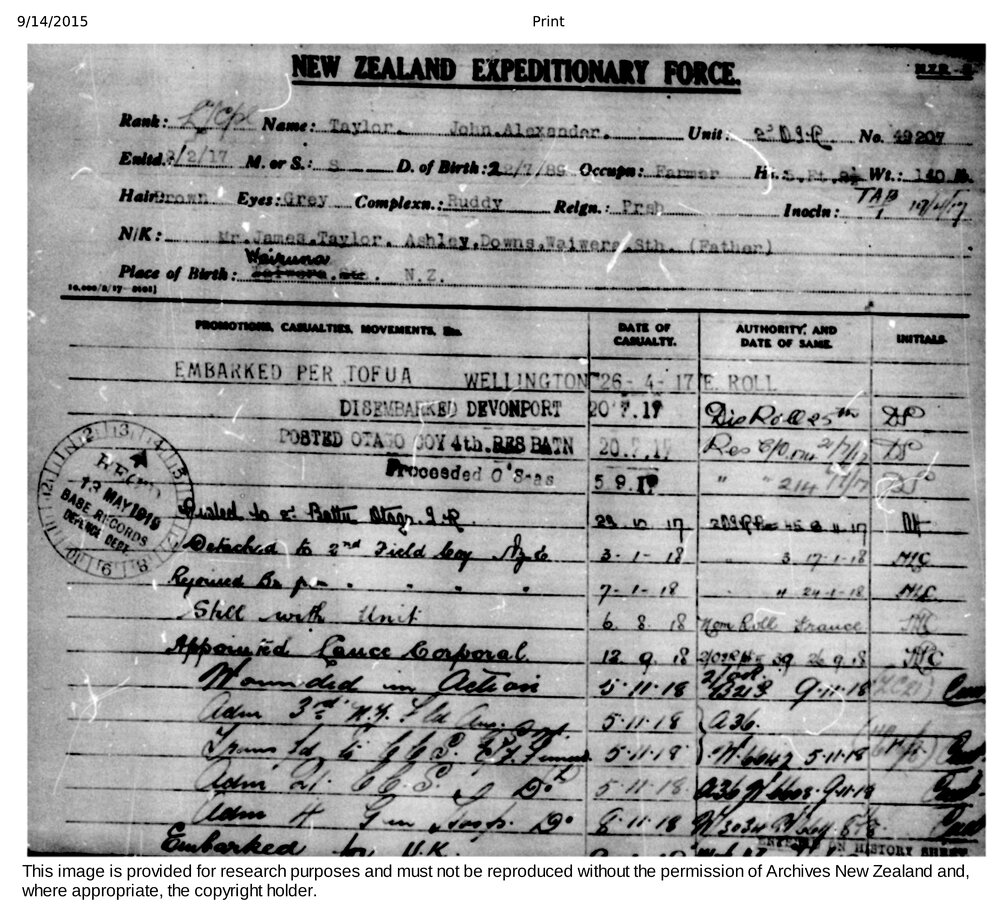 J.A. Taylor 1st NZEF 49207