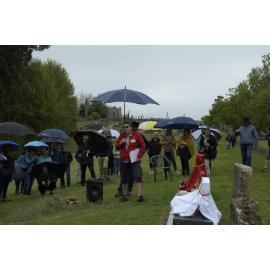 Adrienne Shaw addresses Crowd at new Headstones/Memorials