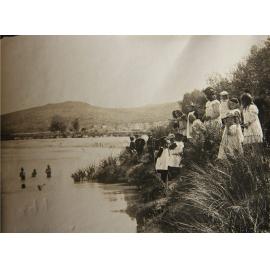 Waipori School Children at the River