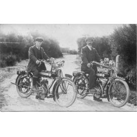 Eric Knight and Frank Russell on their Humber Motorcycles