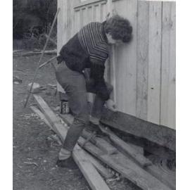 Lindsay Olsen at Pick & Shovel Hut, Lake Mahinerangi
