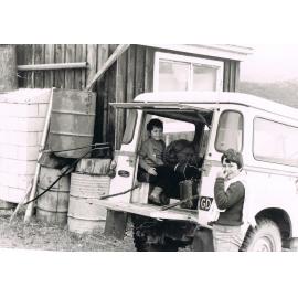 Nathan Still and Trevor Botting at Pick & Shovel Hut, Lake Mahinerangi