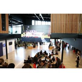 Participants watch Waiata Powhiri