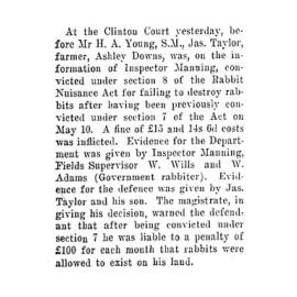 Rabbit Nuisance Act Fine, 1915