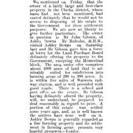 Gibson Land Offered, Ashley Downs 1906