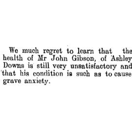 John Gibson Ill Health, Ashley Downs 1907