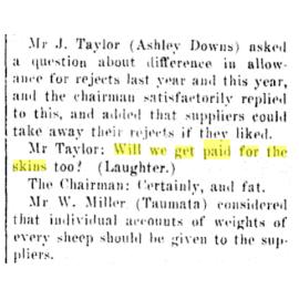 South Otago Freezing Co Joke, 1915