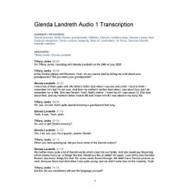 Glenda Landreth Oral History Audio One Transcript