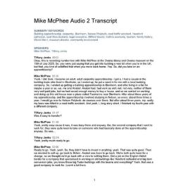 Mike McPhee Oral History Audio Two Transcript