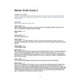Marian Smith Oral History Audio Two Transcript