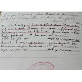 James Taylor Transfer of Land to Sons