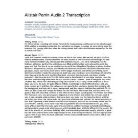 Alistair Perrin Oral History Audio Two Transcript