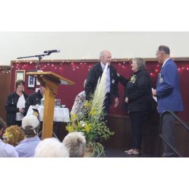 Alison Joyce congratulates James Roughan